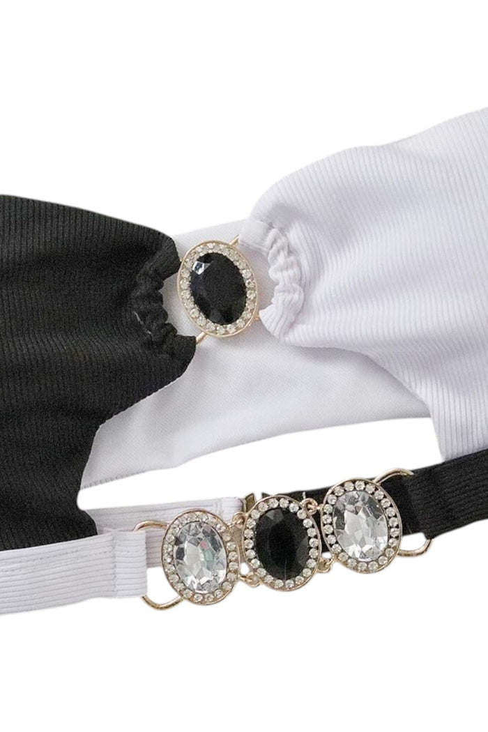 Maillot de Bain Bijoux sans brettelles Noir