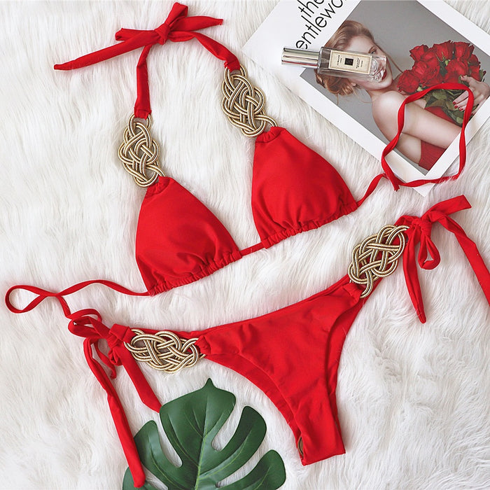 Maillot de bain bikini avec détails en corde tressée *