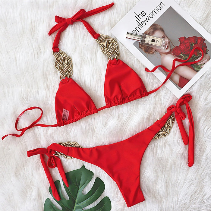 Maillot de bain bikini avec détails en corde tressée *