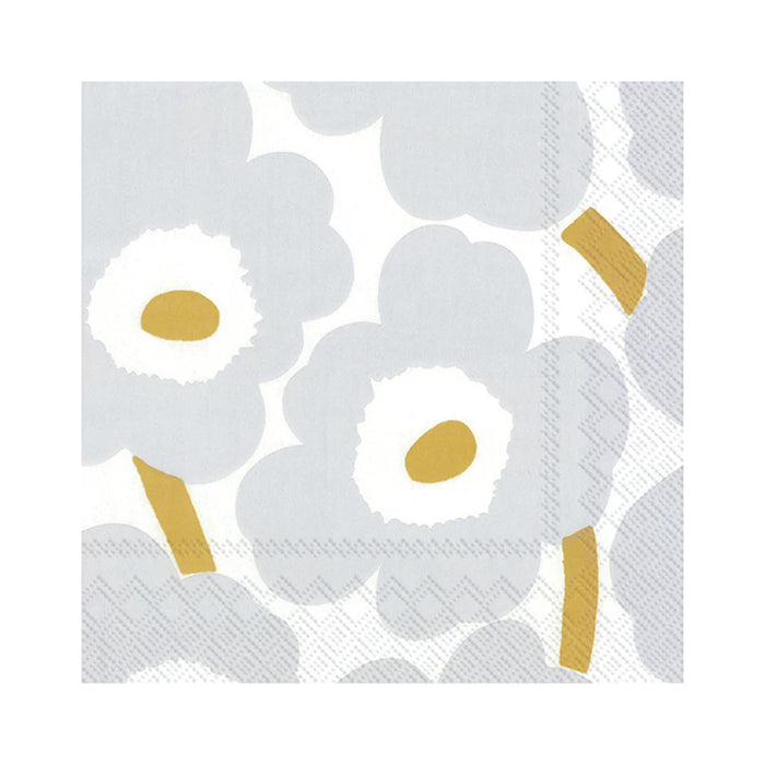 Marimekko Unikko White Silver Beverage Napkins