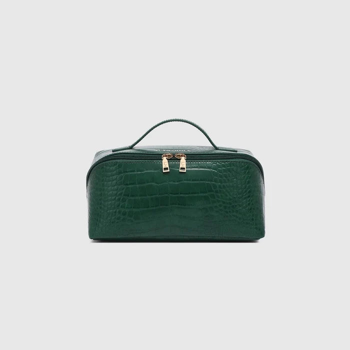 Mary Cosmetic Bag - Croc Forest Green