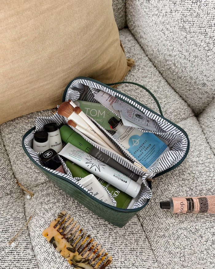 Mary Cosmetic Bag - Croc Forest Green