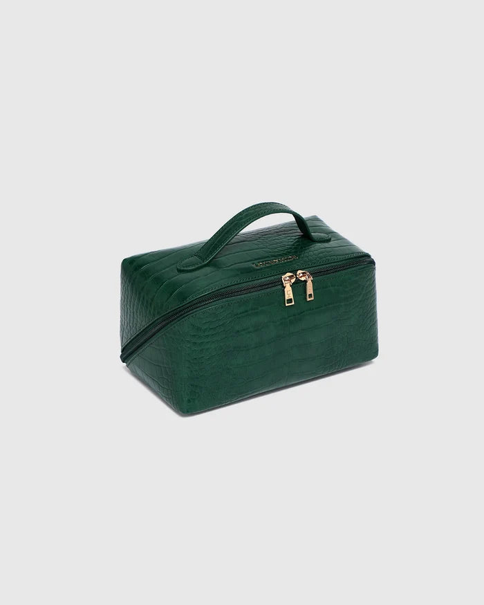 Mary Cosmetic Bag - Croc Forest Green
