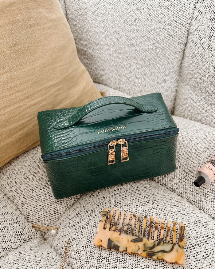 Mary Cosmetic Bag - Croc Forest Green