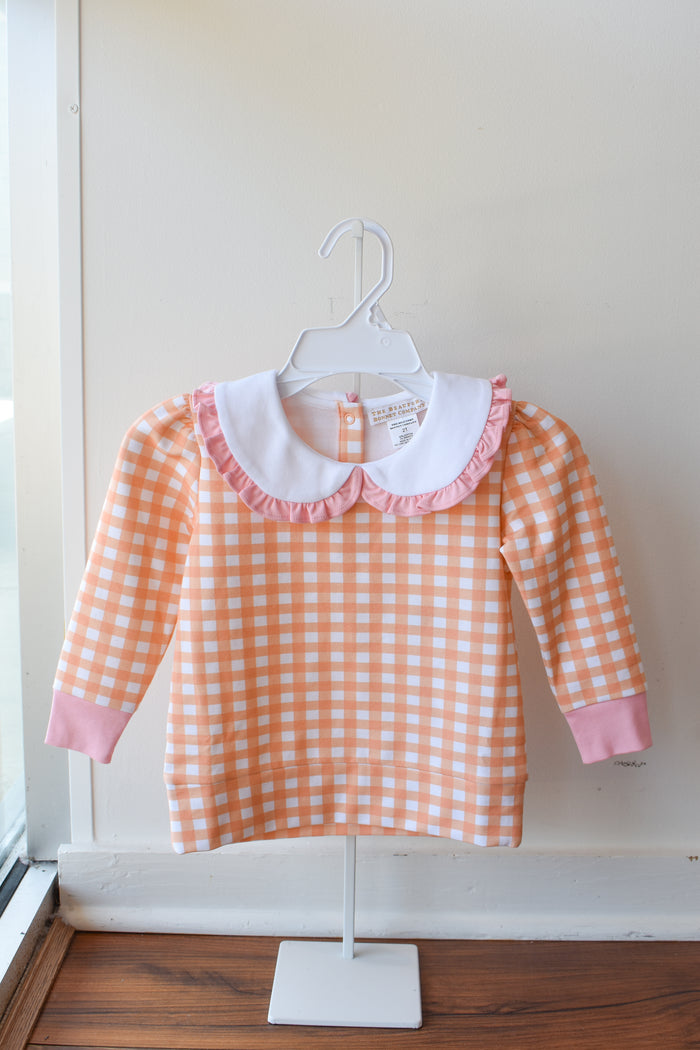 Maude's Ruffle Cassidy Comfy Crewneck-Sherbet Gingham