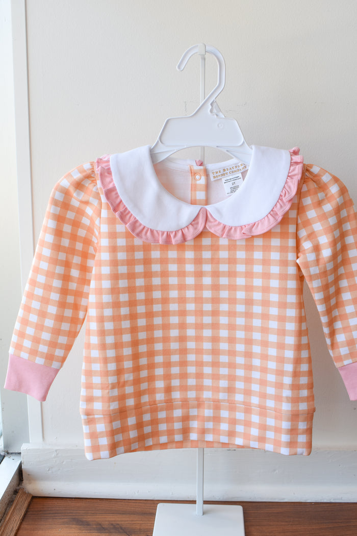 Maude's Ruffle Cassidy Comfy Crewneck-Sherbet Gingham