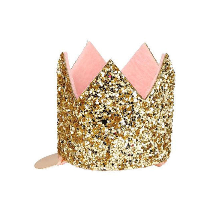 Mini Gold Glitter Crown Hair Clip