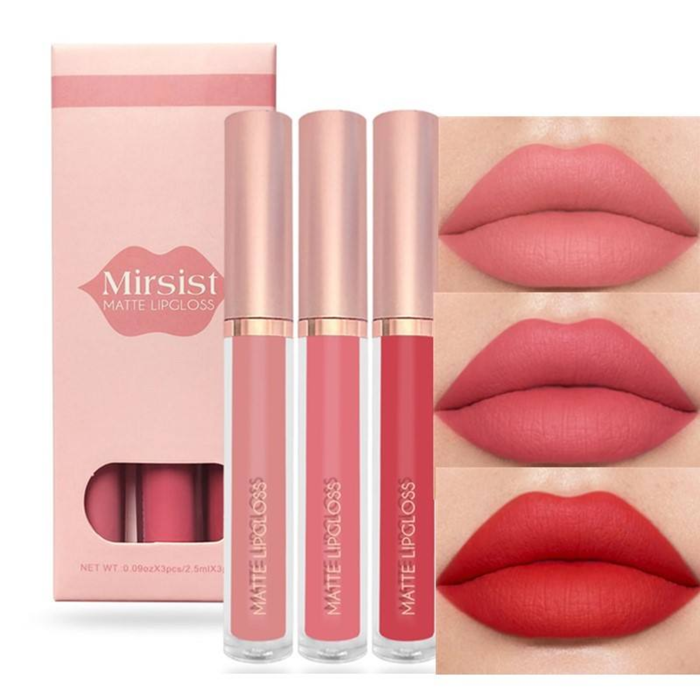 Mirsist Matte Lip Gloss Set – 3 Piece Long Lasting Velvet Liquid Lipstick Collection Mirsist