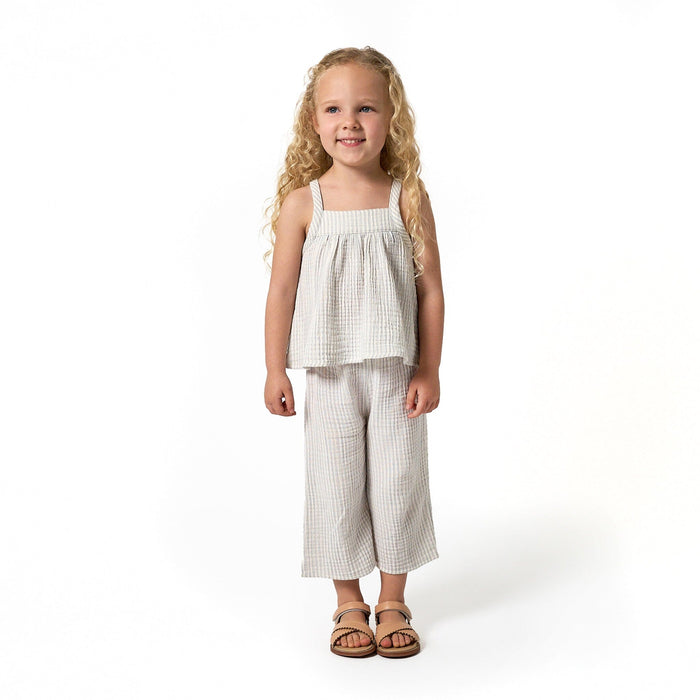 2-Piece Infant & Toddler Girls Light Blue Stripe Cropped Pants Set outfits Modern Moments™ by Gerber®