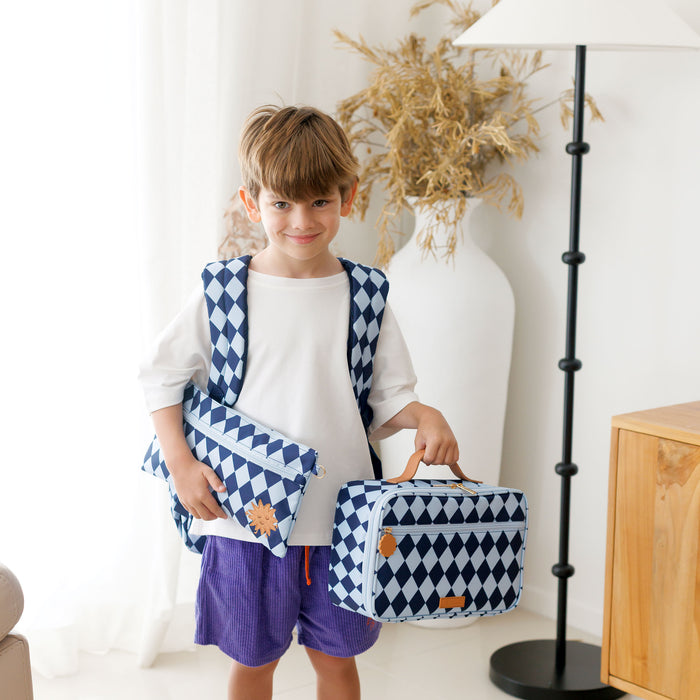 Navy Diamonds Large Lunch Bag - SECONDS