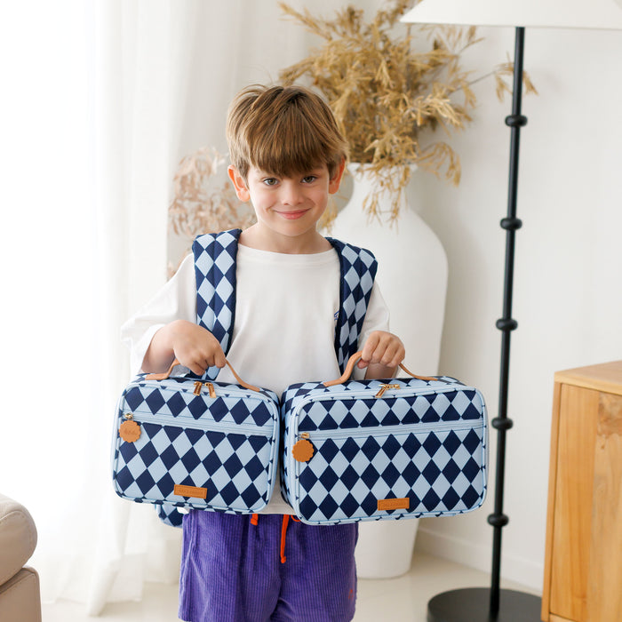 Navy Diamonds Large Lunch Bag - SECONDS
