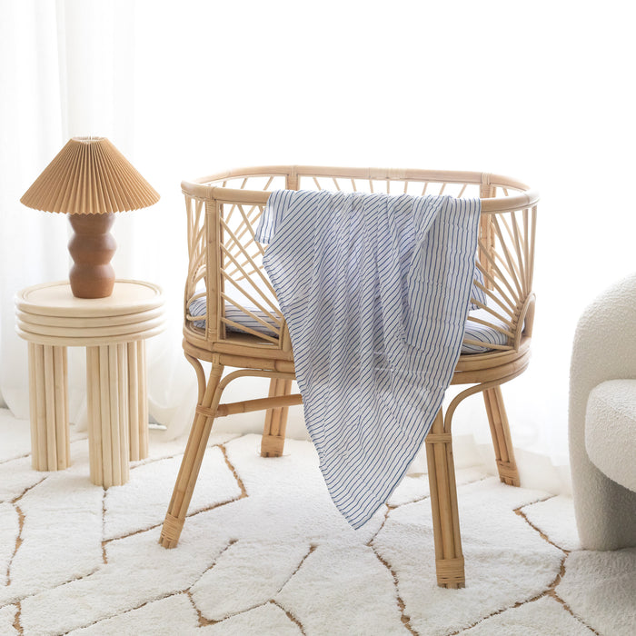 Navy Stripe Organic Fitted Cot Sheet