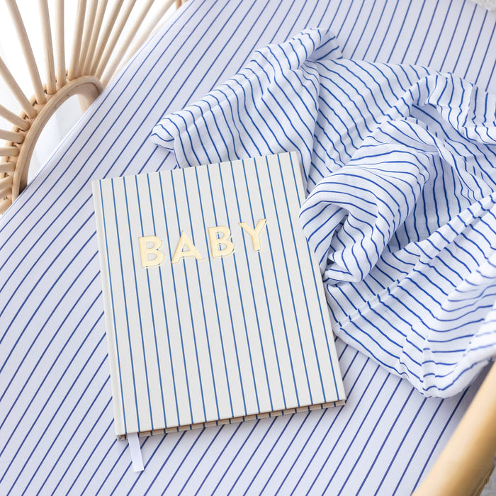 Navy Stripe Organic Fitted Cot Sheet