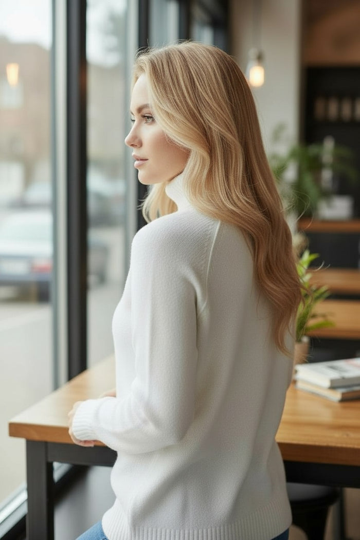 🤍 NEIGE SUBLIME – Le pull col roulé doux comme un nuage d’hiver
