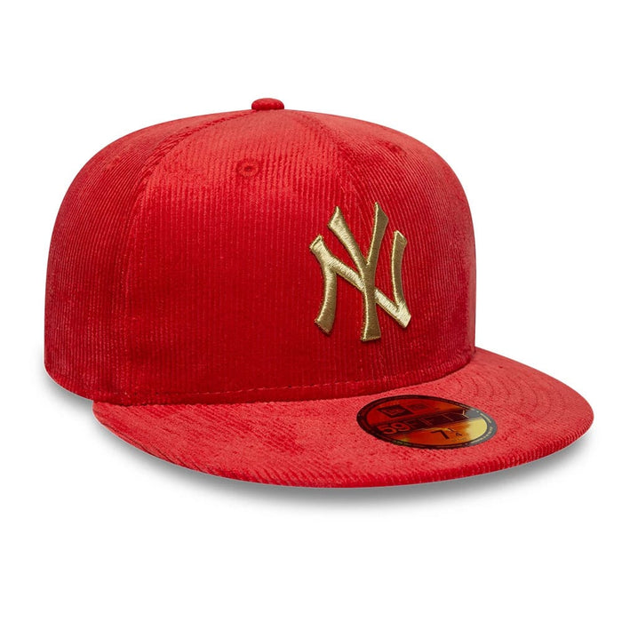 Pictured is this MLB Cord New York Yankees 59FIFTY Fitted cap in red. 3