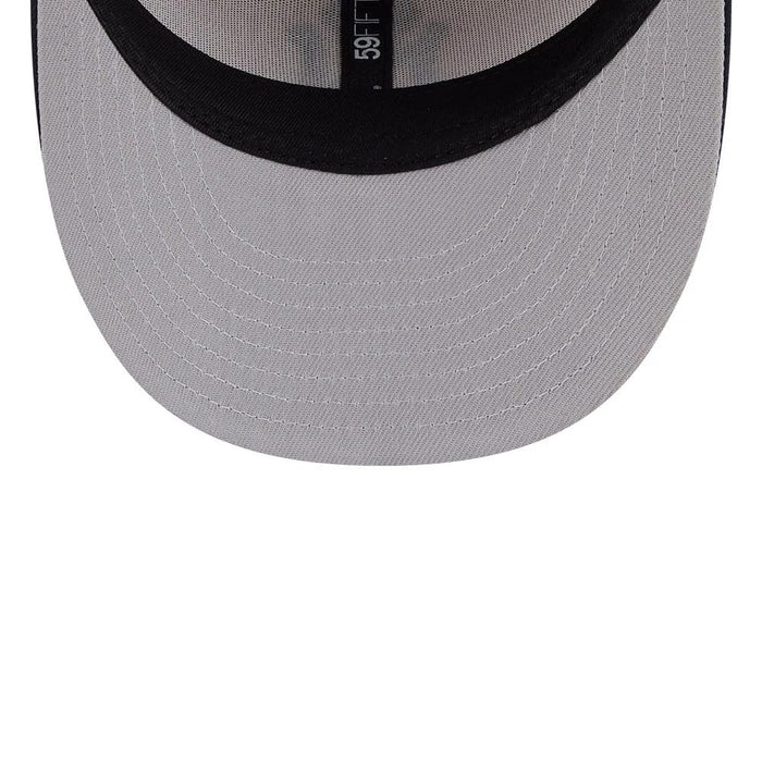 Pictured is this MLB Twine New York Yankees 59FIFTY Fitted cap in navy. 2