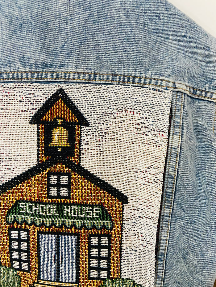 ONE OF A KIND School House Tapestry Denim Jacket *Medium - Deer Creek Mercantile