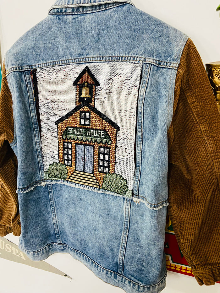 ONE OF A KIND School House Tapestry Denim Jacket *Medium - Deer Creek Mercantile