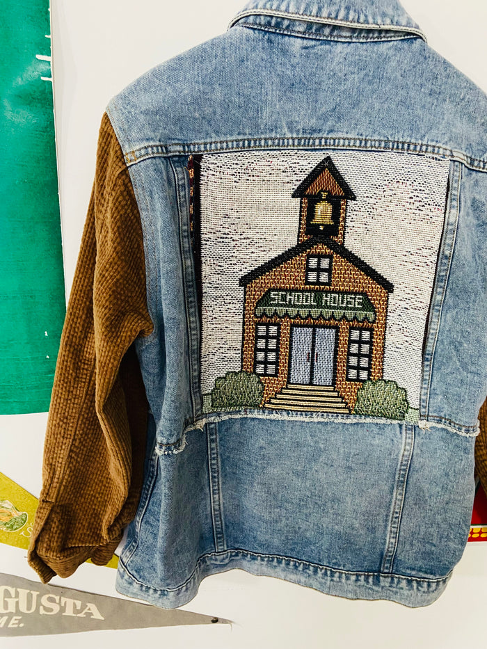 ONE OF A KIND School House Tapestry Denim Jacket *Medium - Deer Creek Mercantile