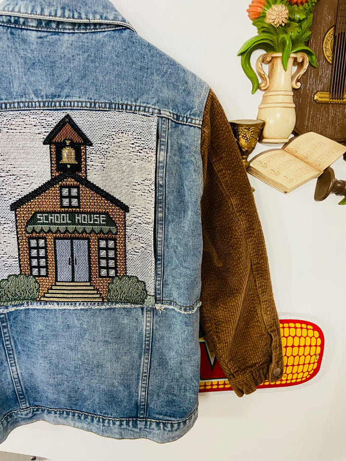 ONE OF A KIND School House Tapestry Denim Jacket *Medium - Deer Creek Mercantile
