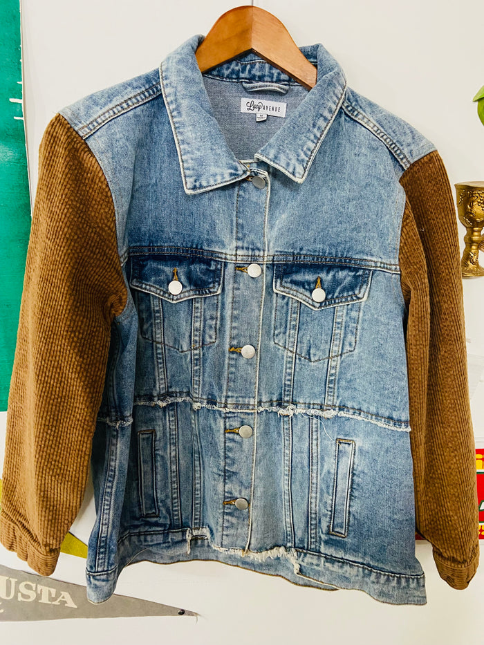 ONE OF A KIND School House Tapestry Denim Jacket *Medium - Deer Creek Mercantile