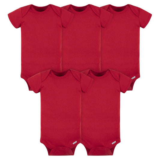 5-Pack Baby Red Onesies® Bodysuits-Gerber Childrenswear