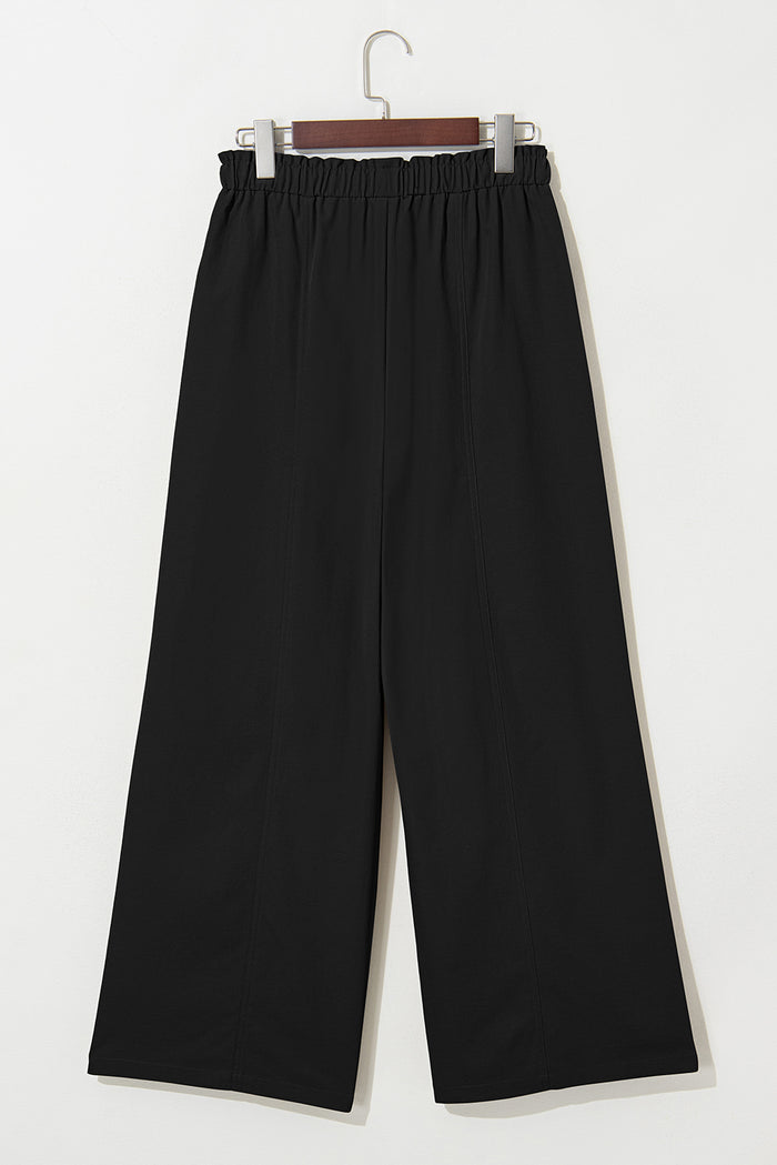 Pantalon ample décontracté à taille élastique noir
