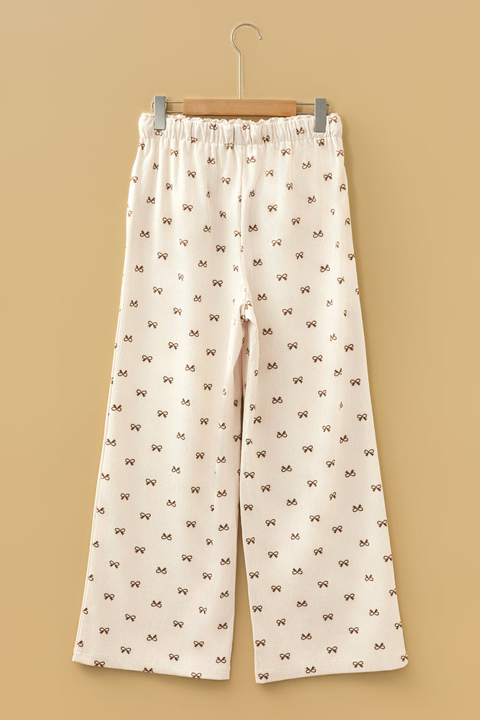 Pantalon ample en velours côtelé à taille élastique beige