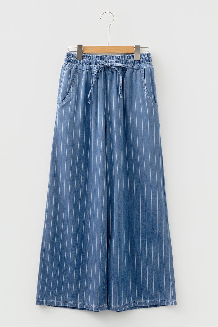 Pantalon Chambray large à rayures
