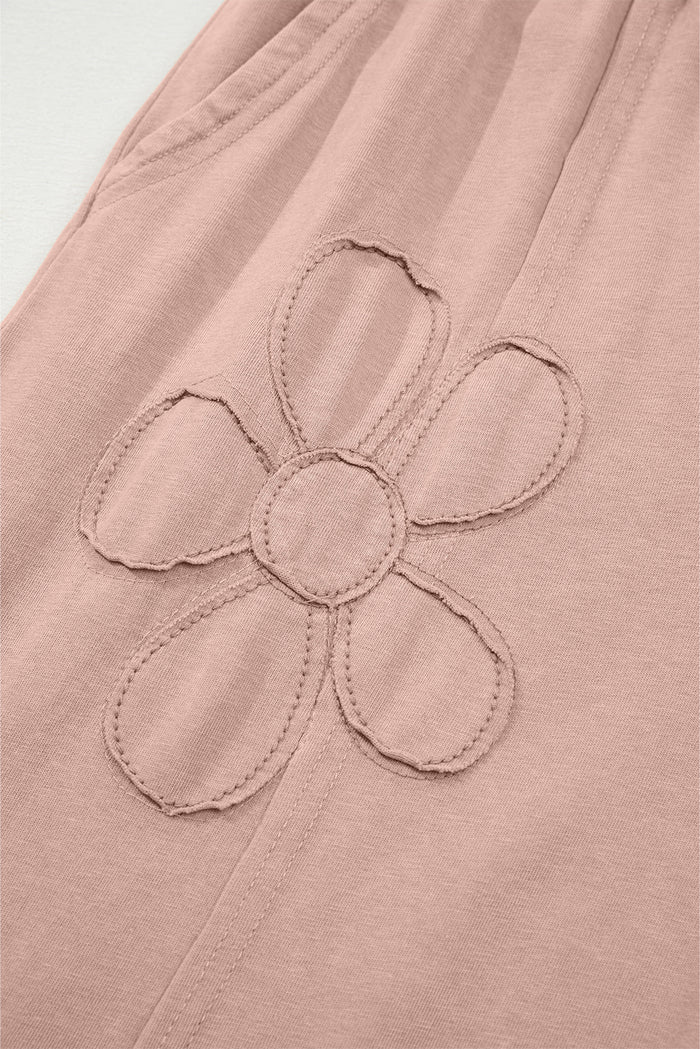 Pantalon court à jambe large en tricot éponge lavé minéral