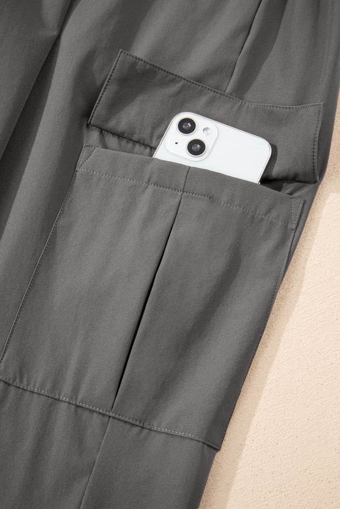 Pantalon de jogging cargo à la taille élastique gris