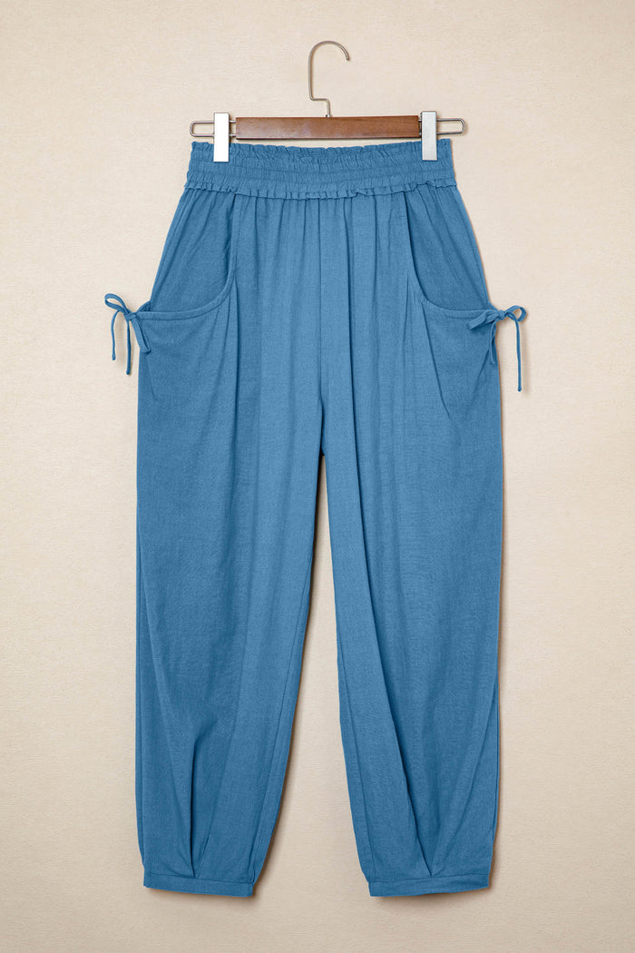 Pantalon de style jogging décontracté à taille smockée