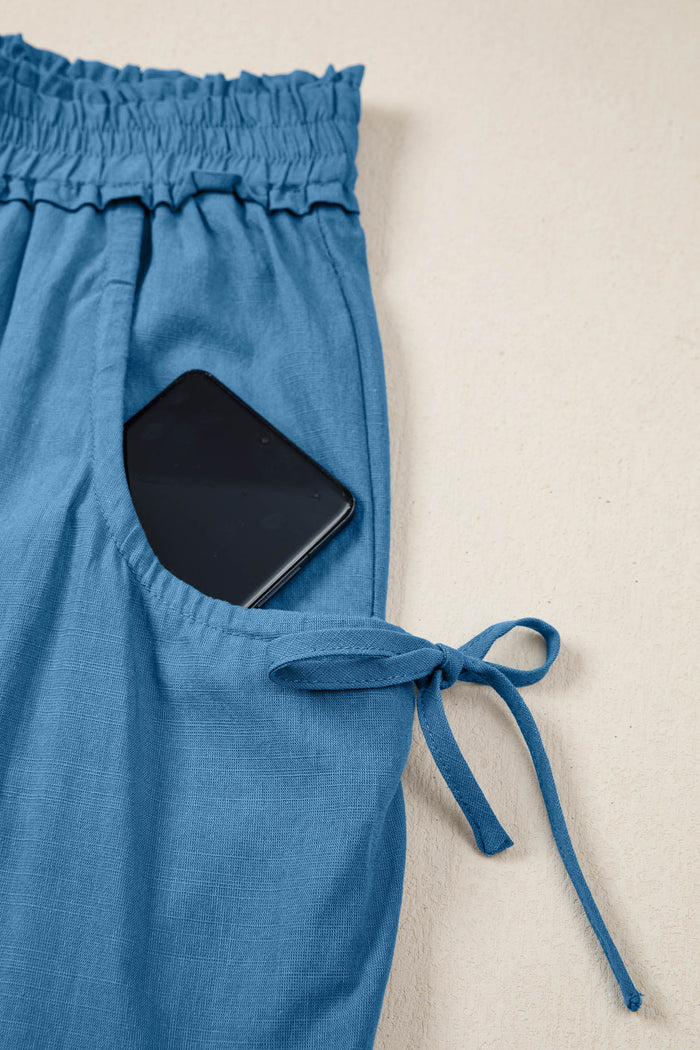 Pantalon de style jogging décontracté à taille smockée