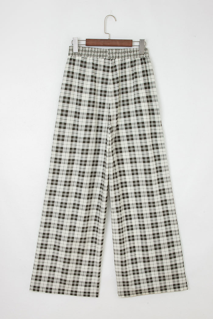 Pantalon décontracté à jambe large à carreaux