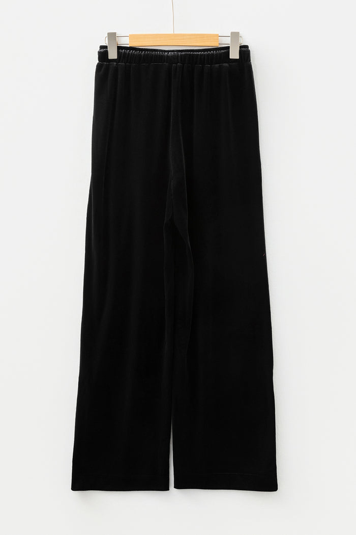Pantalon décontracté en velours brillant avec cordon de serrage