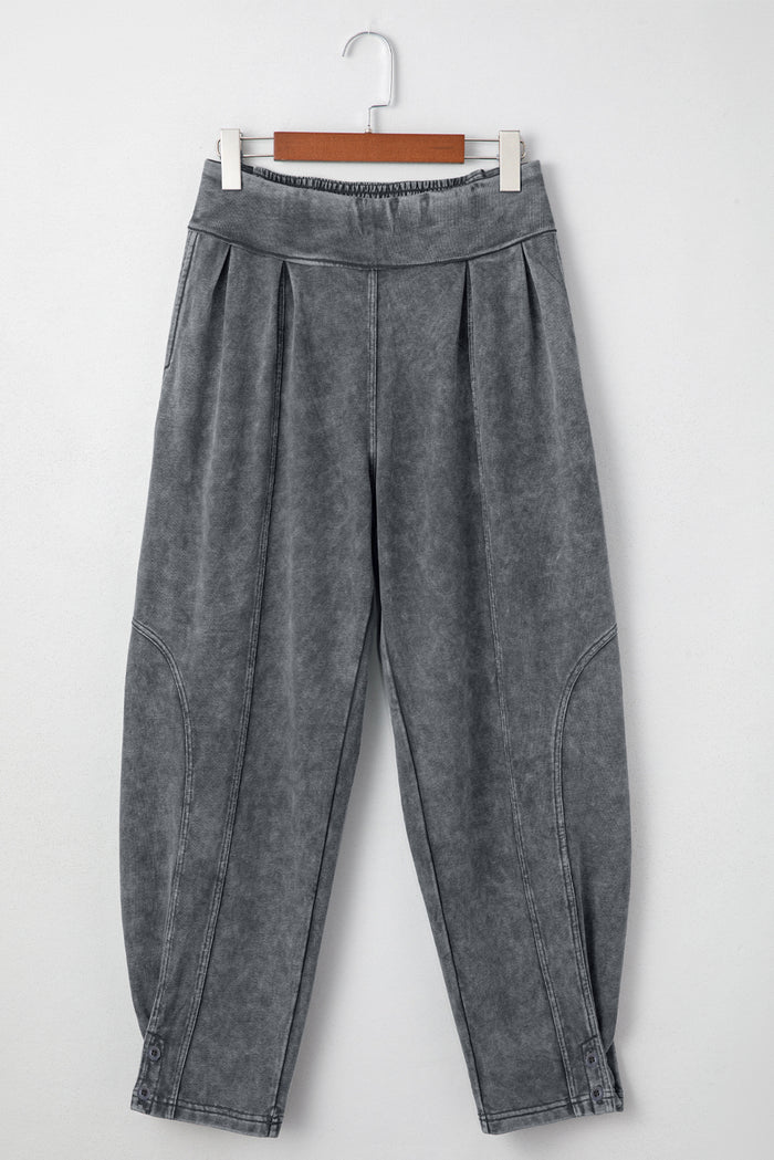 Pantalon décontracté taille haute style jogging gris