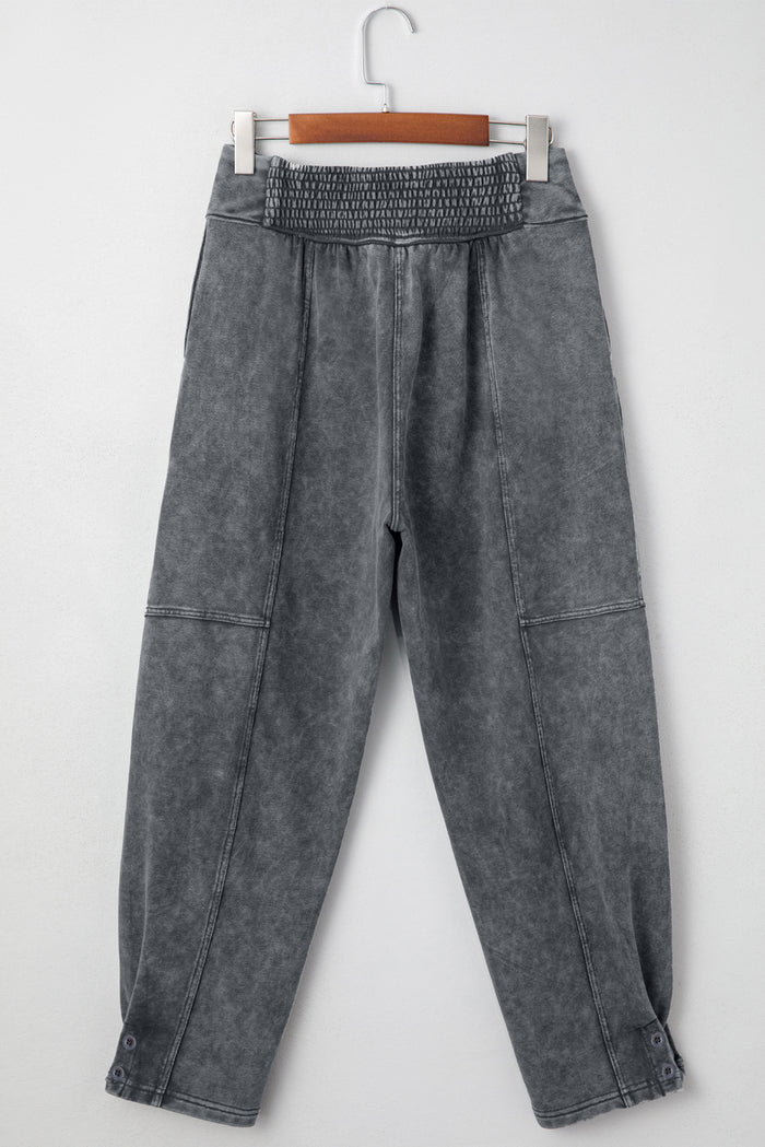 Pantalon décontracté taille haute style jogging gris