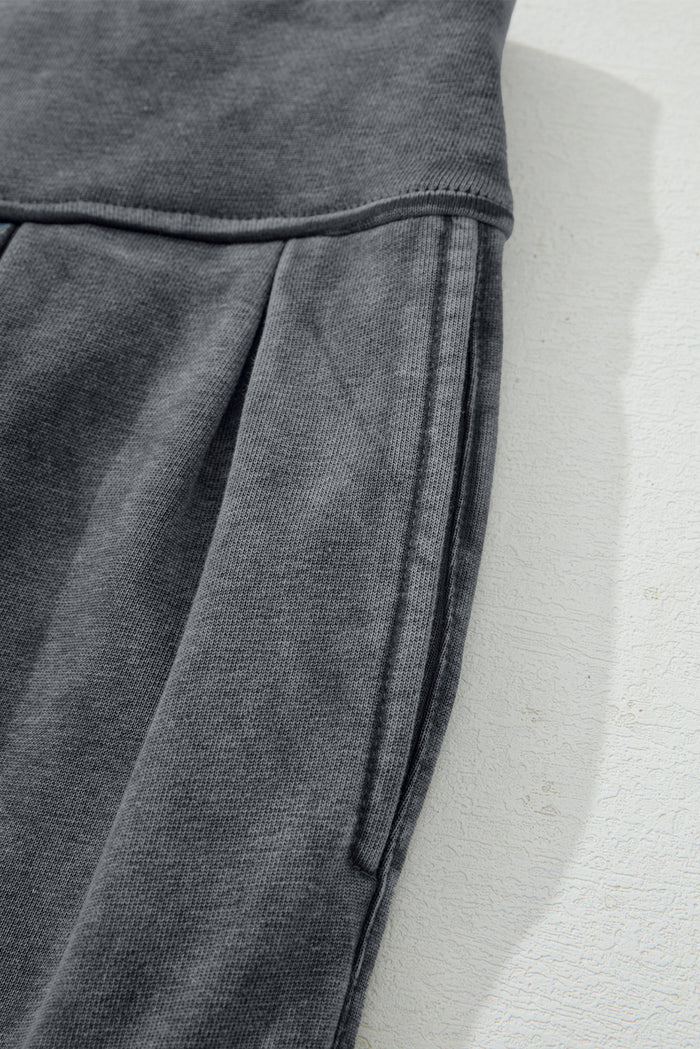 Pantalon décontracté taille haute style jogging gris