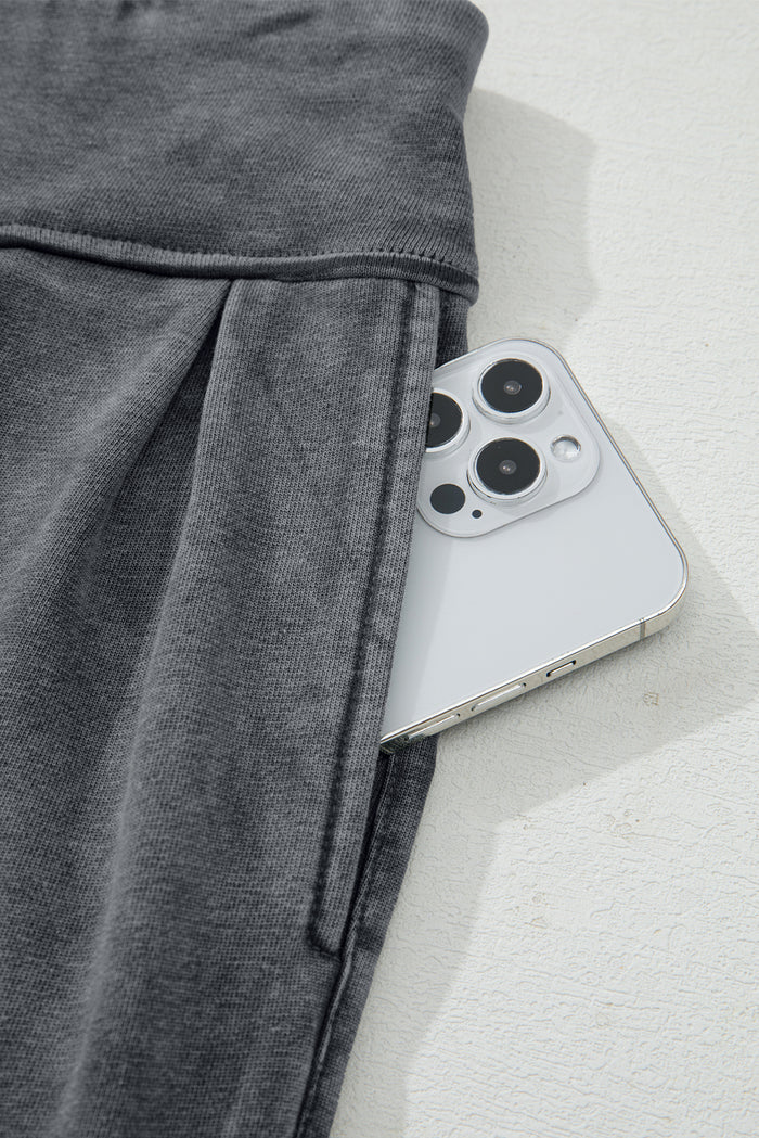 Pantalon décontracté taille haute style jogging gris