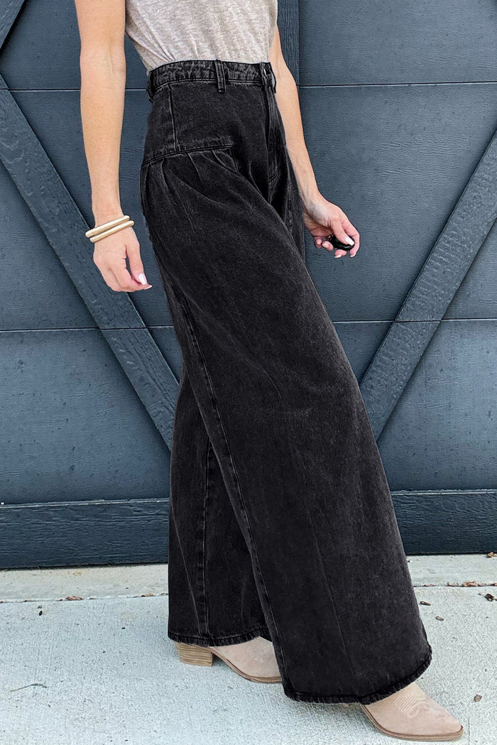Pantalon en denim gris foncé *