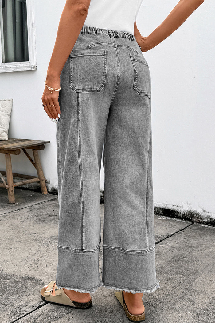 Pantalon en jean tendance à jambes larges gris