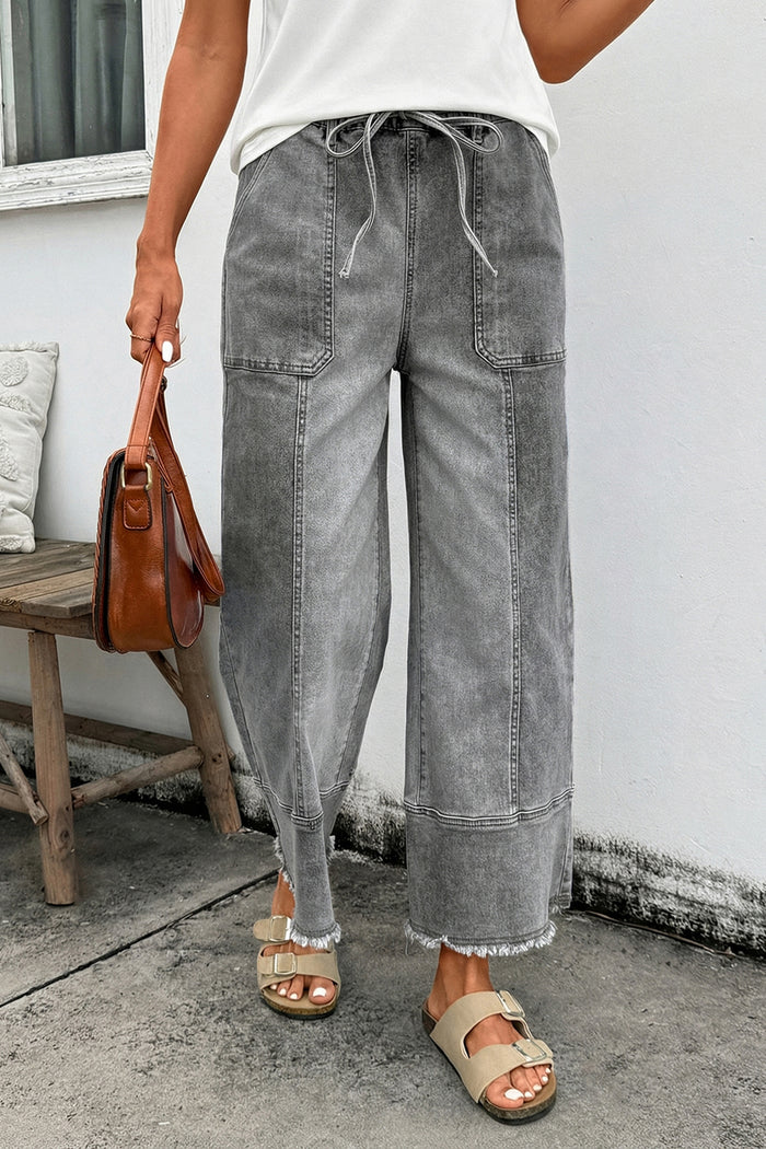 Pantalon en jean tendance à jambes larges gris