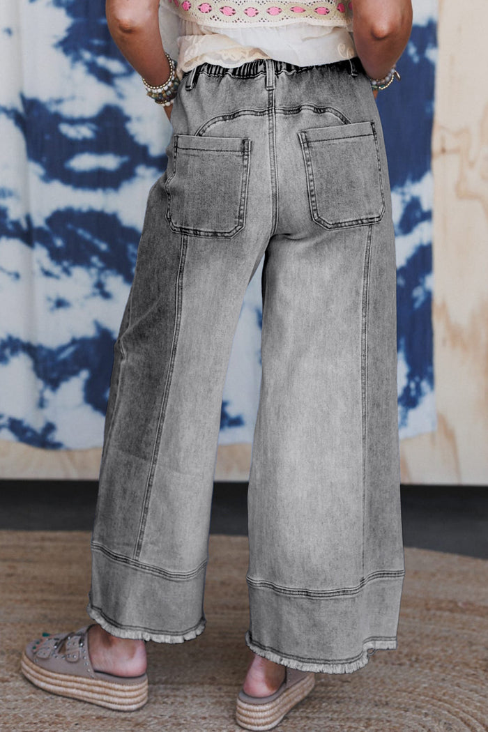 Pantalon en jean tendance à jambes larges gris