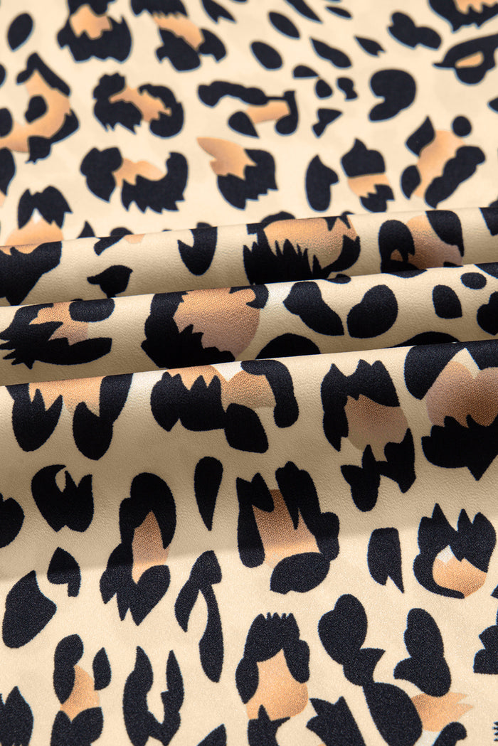 Pantalon léopard large fluide avec cordon élastique