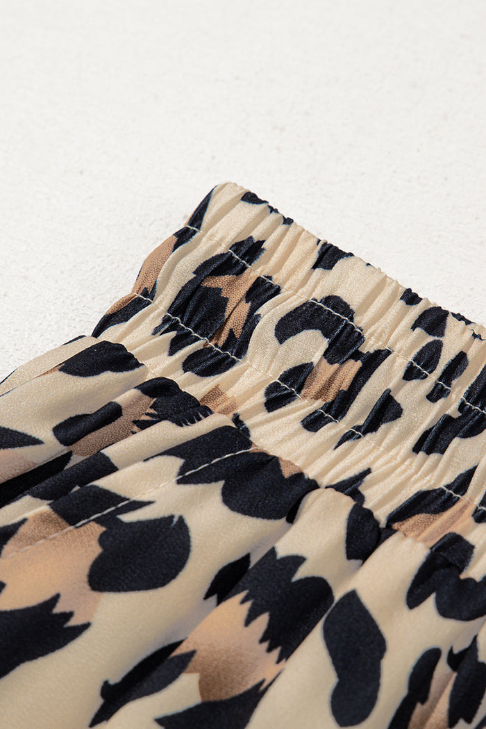 Pantalon léopard large fluide avec cordon élastique