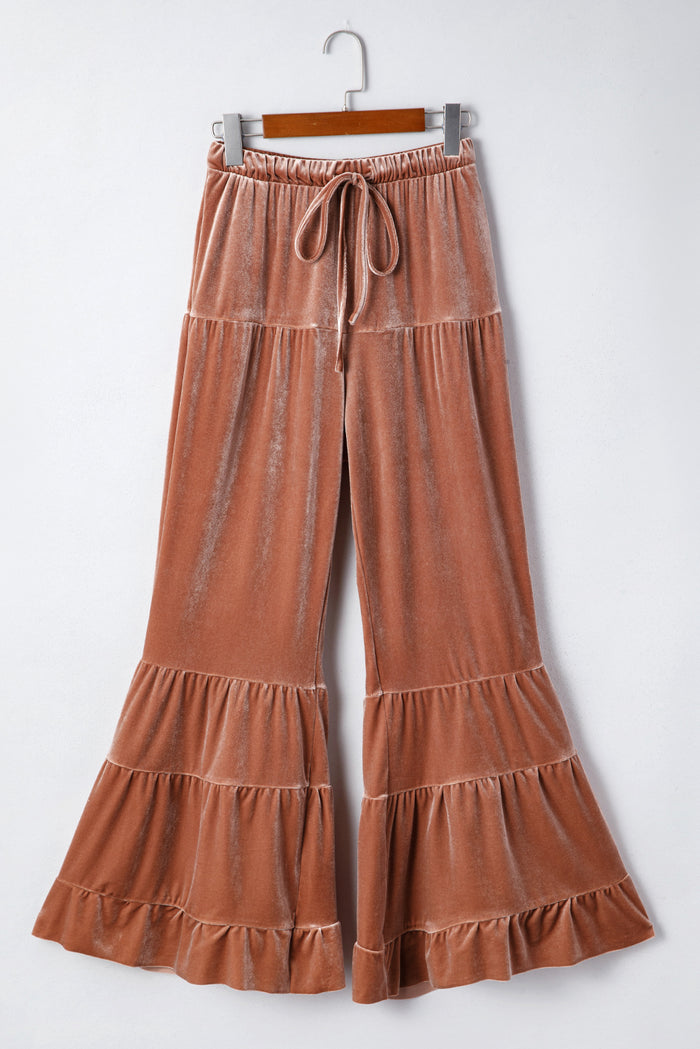Pantalon taille haute à lacets minéraux marron