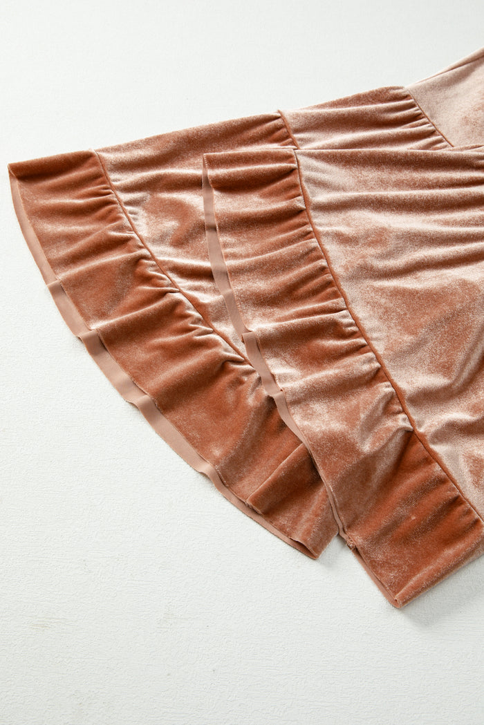 Pantalon taille haute à lacets minéraux marron