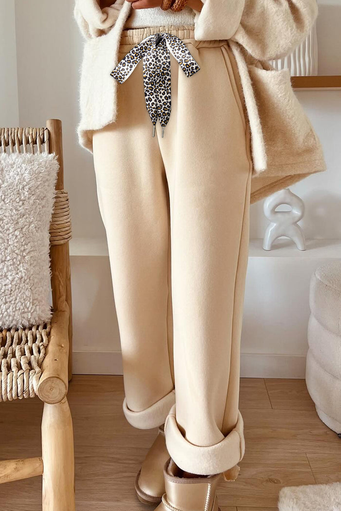Pantalon uni à taille élastique avec cordon de serrage