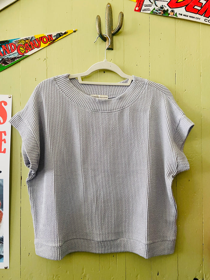 Pearl's Basic Ribbed Oversized Top *Light Gray - Deer Creek Mercantile