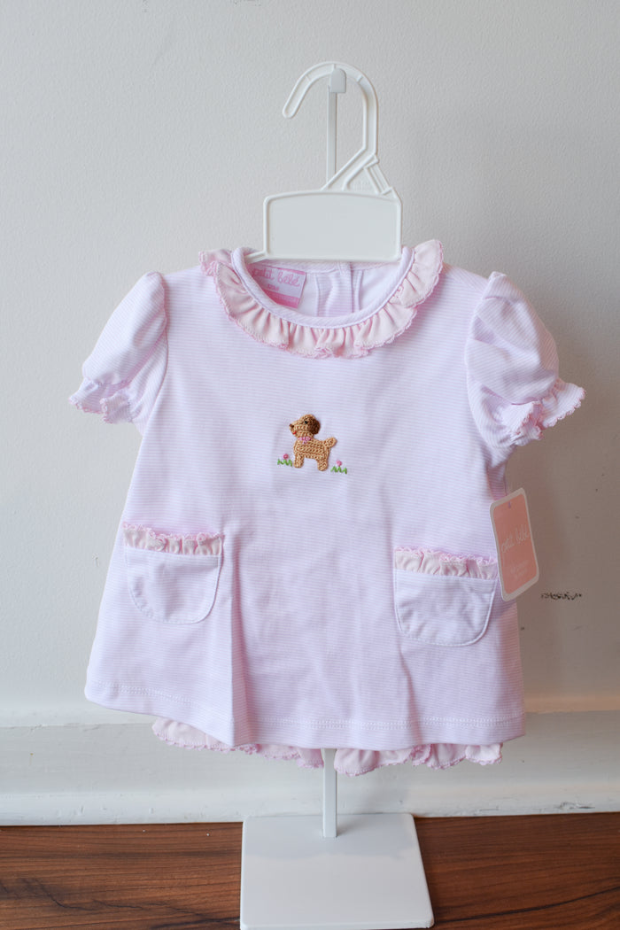 Petit Pups Pink Stripe Knit Bloomer Set